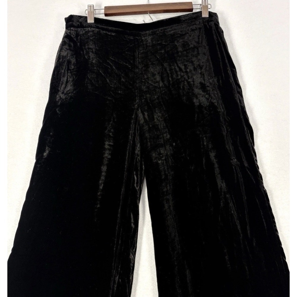 Eileen Fisher Pants Crushed Velvet Silk Blend Wide Leg Ankle Lagenlook Classic M - Picture 4 of 11